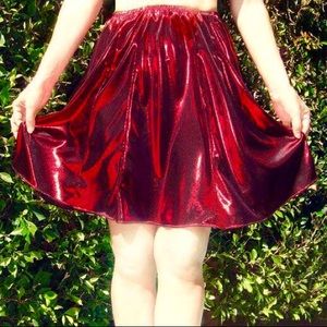 Sparkling Dark Red Burgundy Mini Skirt Size S